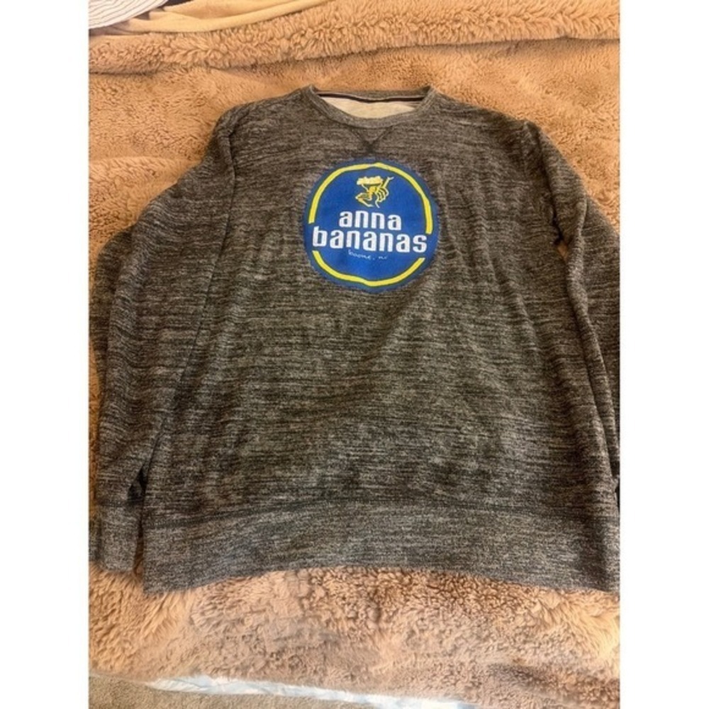 Anna Bananas Boone NC Graphic Sweatshirt Gray Pullover Crewneck Womens Size LG